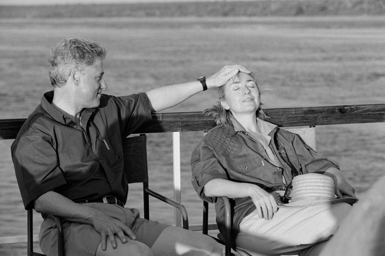 President Clinton and the First Lady on a cruise on the Chobe River, Botswana, March 30, 1998.
