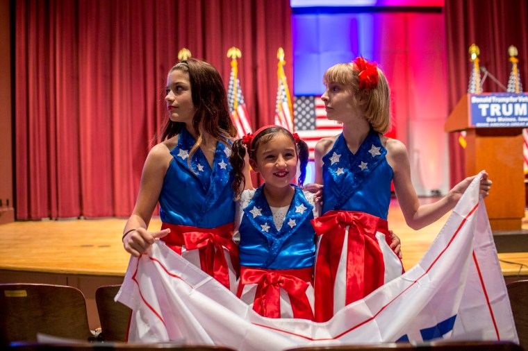 The USA Freedom Kids at a benefit rally/campaign rally by Donald Trump for the Wounded Warriors, a charity organization for Veterans, at Drake University, on Jan. 28th 2016, in Des Moines Iowa.