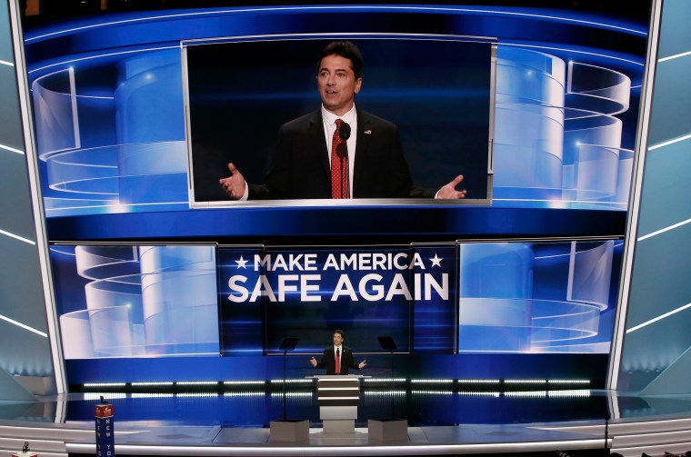 Actor Scott Baio speaks at the Republican National Convention, on July 18, 2016, in Cleveland.