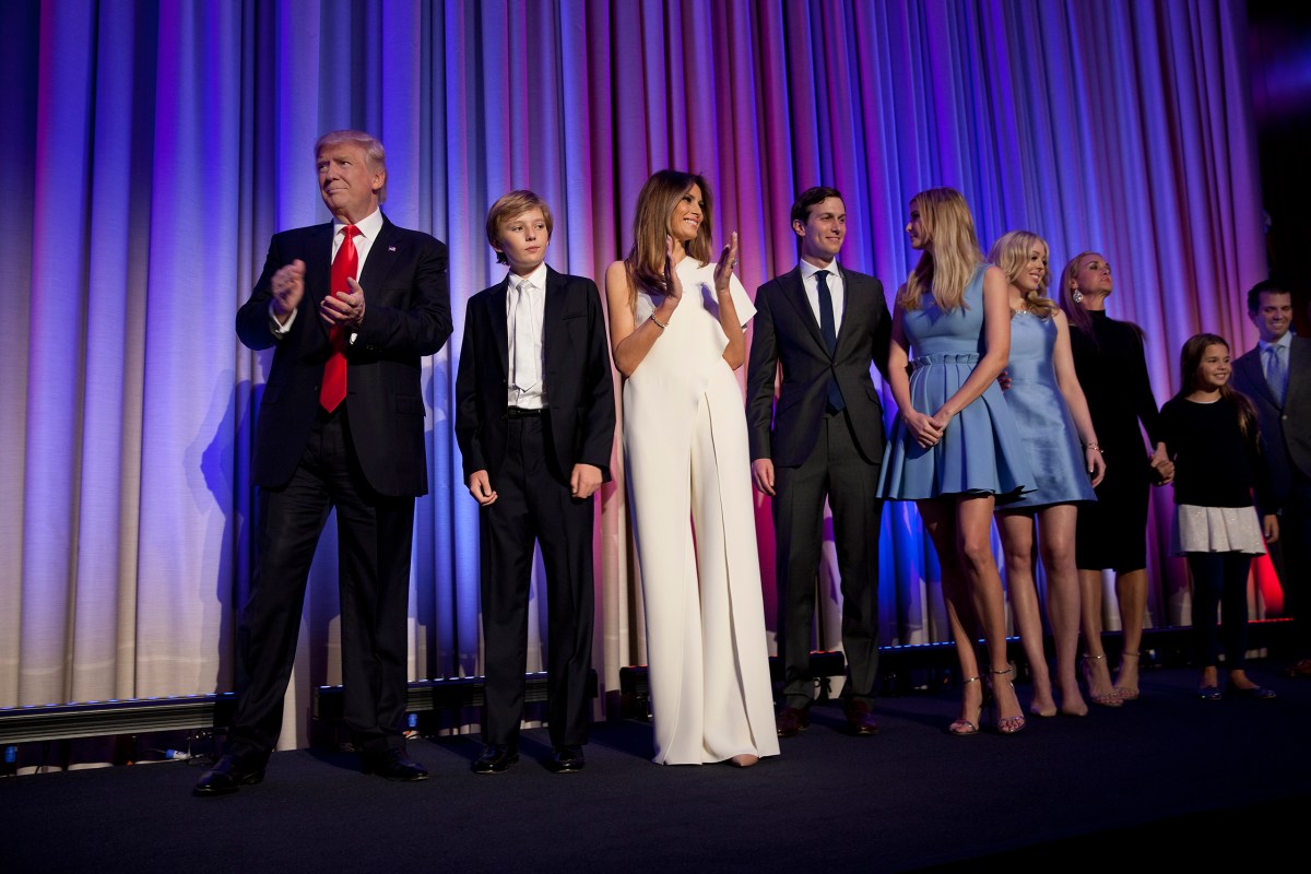Donald Trump is joined onstage by his family at his election Victory Party in New YorkÃ¢ÂÂs Manhattan borough, on Nov. 9, 2016.
