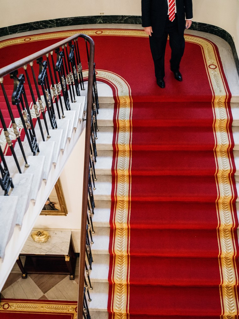 The President has been studying White House history as he puts his personal touch on the building. Benjamin Rasmussen for TIME