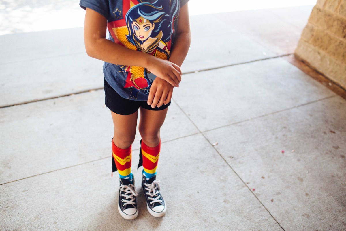 Layla Arenas, 7, got decked out in Wonder Woman gear to go see the new Wonder Woman movie with her grandmother, Tina Cordova. She is a huge fan of superheroes, and female superheroes in particular. Sara Naomi Lewkowicz for TIME
