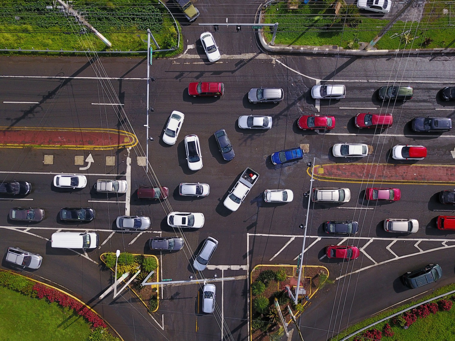 A traffic jam snarls cars in Humaco. Even in places where infrastructure remains intact residents face daily disruptions(Ricardo Arduengo)