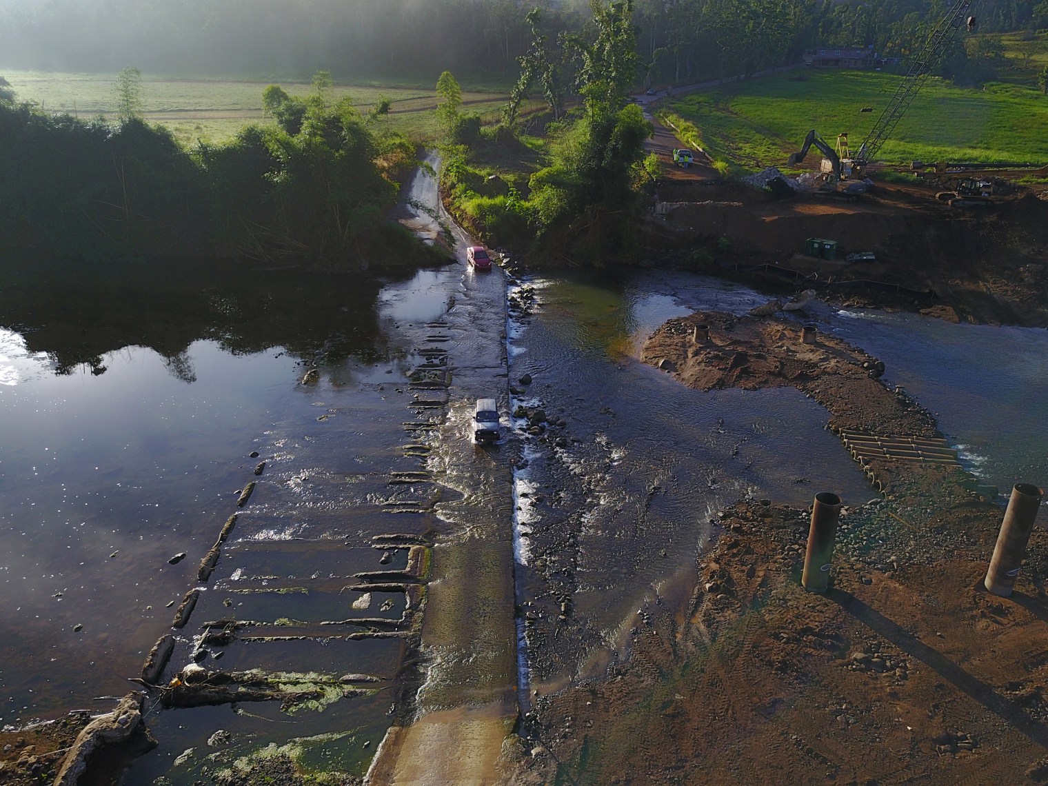 Palm trees left flattened in southeastern town of Yabucoa, where Hurricane Maria first made landfall in Puerto Rico on Sept. 20. 